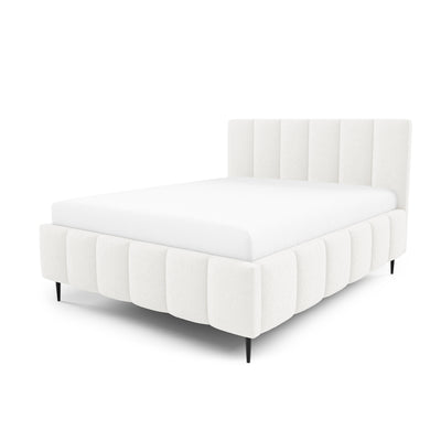 Nerom Quilted Upholstered Ottoman Bed with Bedding Storage, Various Sizes in Elegant Style, Lambi Fabric – Morning Mist (LAMBI 07)