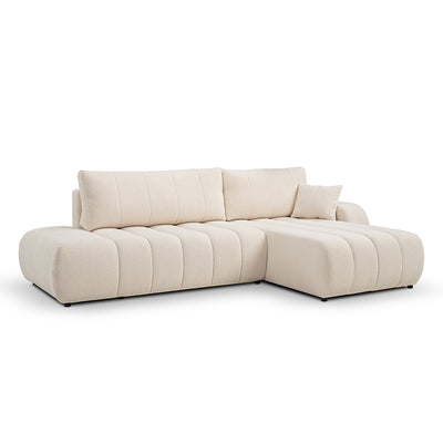 Baloa Corner Sofa Bed DL 276 cm, Modern Style – Right-sided, Powder Bone (LAMBI 08)