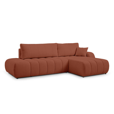 Baloa Corner Sofa Bed DL 276 cm, Modern Style – Right-sided, Copper Glow (LAMBI 14)