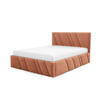 Raiz Quilted Upholstered Ottoman Bed with Storage, Various Sizes in Modern Style, Lambi Fabric – Copper Glow (LAMBI 14)