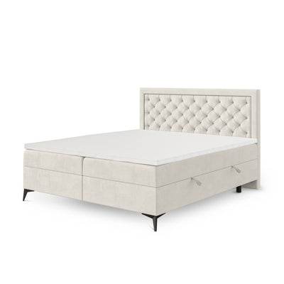 Rosselia Quilted Continental Divan Bed with Two Storage Compartments, Glamour Style – 180x200, Morning Mist (MAGIC VELVET 2200)
