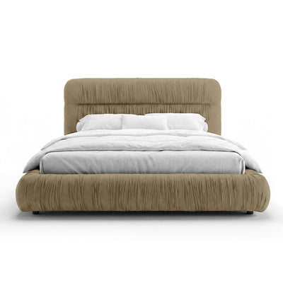 Drapori Upholstered Pleated Ottoman Bed with Storage, Modern Style – Desert Stone (MAGIC VELVET 2206)