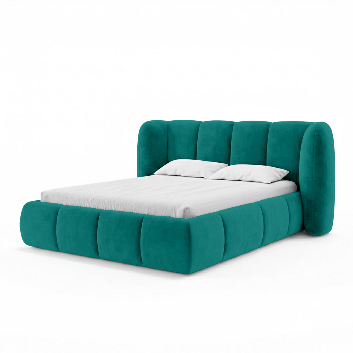 Łóżko tapicerowane Ventara pikowane z pojemnikiem w stylu soft modern w tkaninie MAGIC VELVET – zdjęcie 13