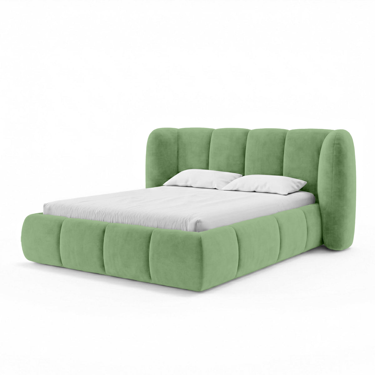 Łóżko tapicerowane Ventara pikowane z pojemnikiem w stylu soft modern w tkaninie MAGIC VELVET – zdjęcie 15