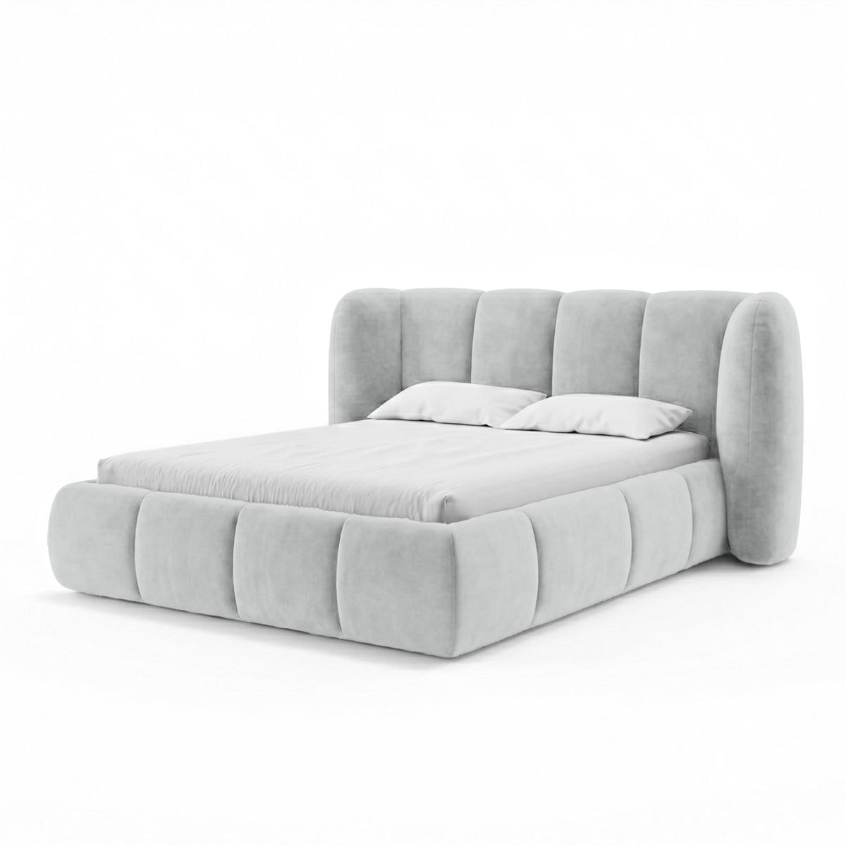 Łóżko tapicerowane Ventara pikowane z pojemnikiem w stylu soft modern w tkaninie MAGIC VELVET – zdjęcie 16