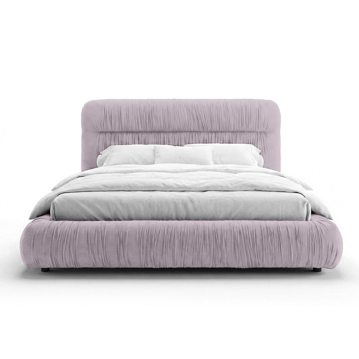 Drapori Upholstered Pleated Ottoman Bed with Storage, Modern Style – Violet Mist (MAGIC VELVET 2249)