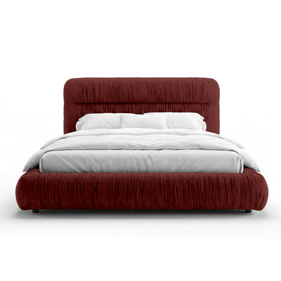 Drapori Upholstered Pleated Ottoman Bed with Storage, Modern Style – Wine Depth (MAGIC VELVET 2266)