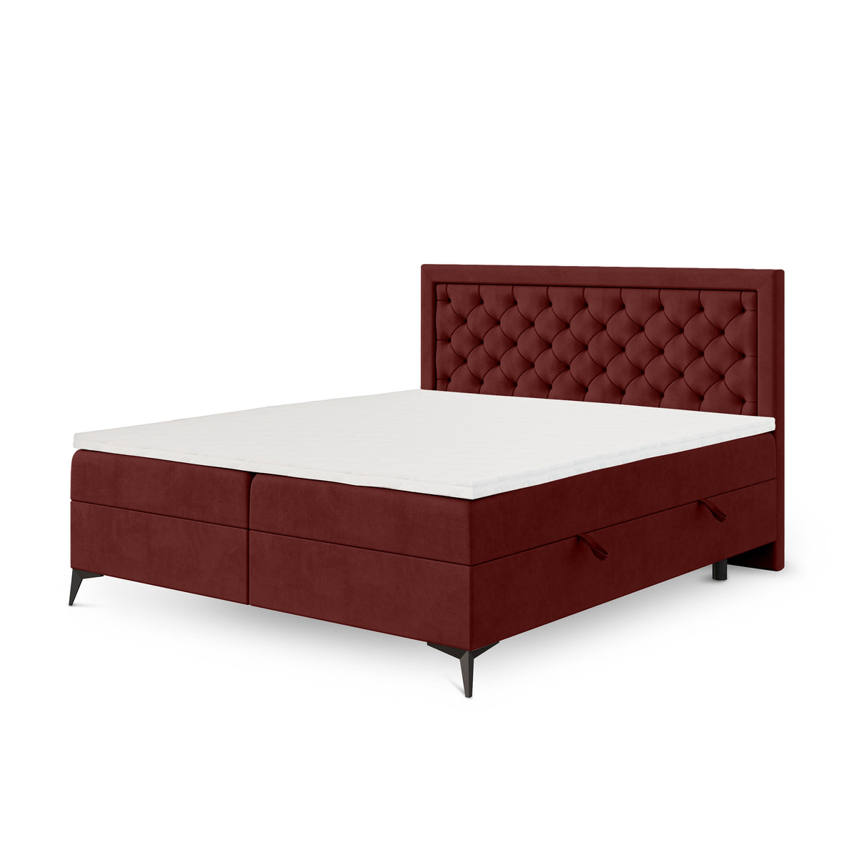 Rosselia Quilted Continental Divan Bed with Two Storage Compartments, Glamour Style – 200x200, Wine Depth (MAGIC VELVET 2266)