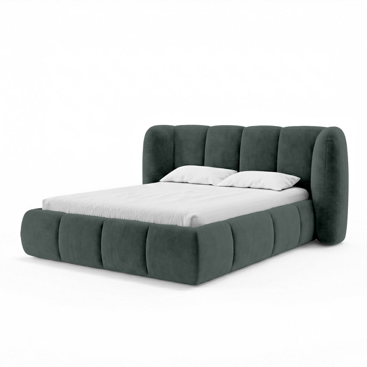 Łóżko tapicerowane Ventara pikowane z pojemnikiem w stylu soft modern w tkaninie MAGIC VELVET – zdjęcie 23