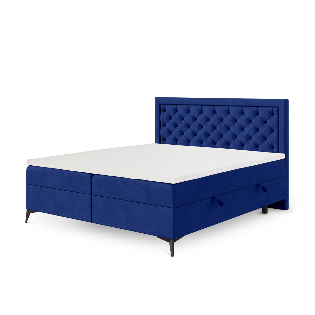 Rosselia Quilted Continental Divan Bed with Two Storage Compartments, Glamour Style – 120x200, Midnight Sapphire (MAGIC VELVET 2297)