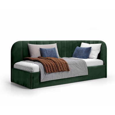 Mily Corner Ottoman Bed with Storage 101x212, Scandinavian Style – Left, Green Gloom (SALVADOR 07)