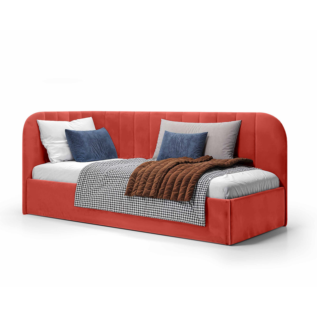 Mily Corner Ottoman Bed with Storage 101x212, Scandinavian Style – Right, Corals of the East (SALVADOR 12)