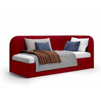 Mily Corner Ottoman Bed with Storage 101x212, Scandinavian Style – Left, Wine Ruby (SALVADOR 13)