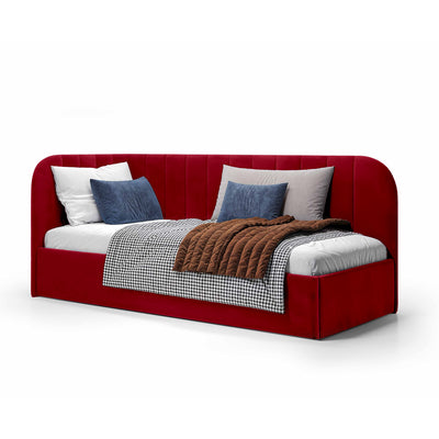 Mily Corner Ottoman Bed with Storage 101x212, Scandinavian Style – Right, Wine Ruby (SALVADOR 13)