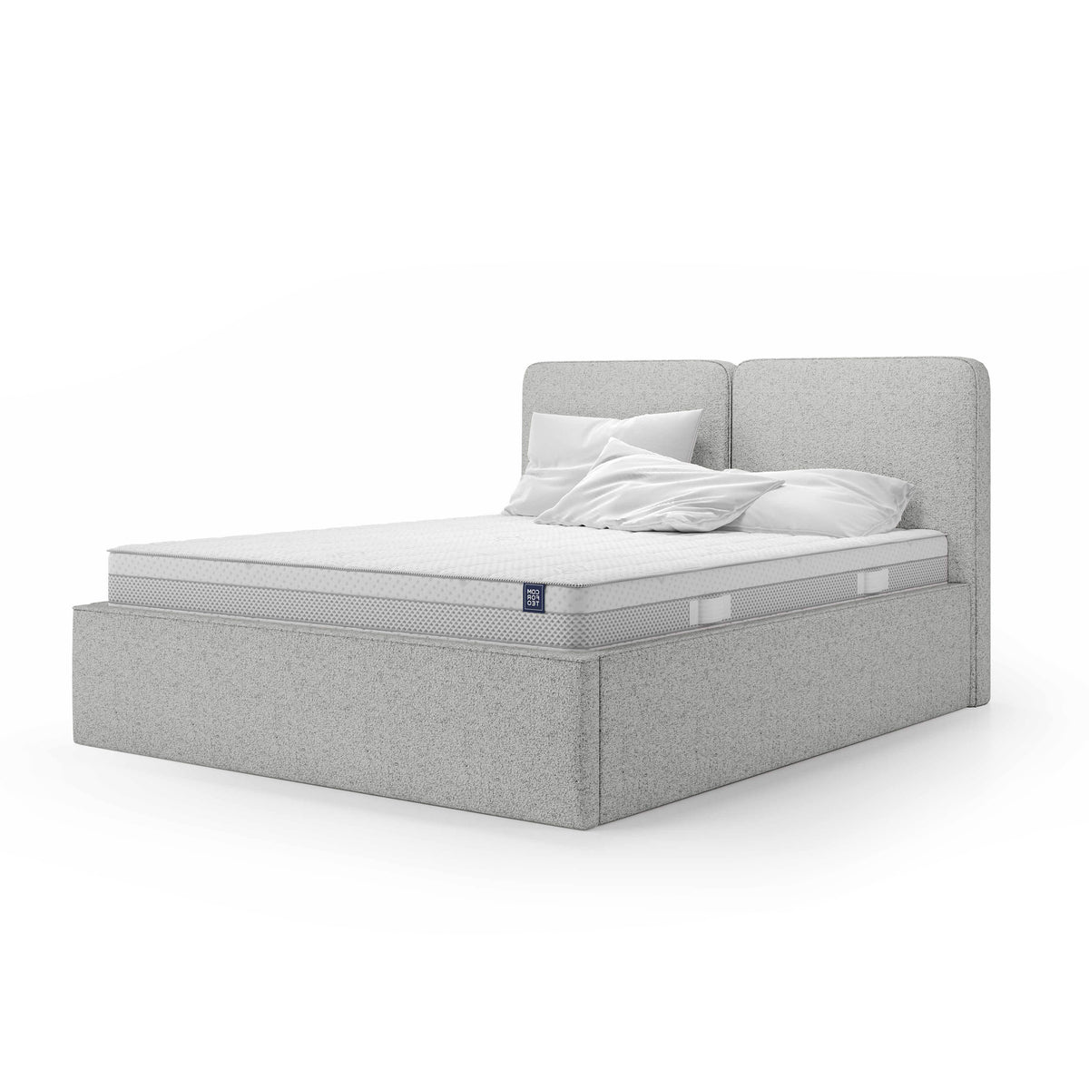 Mokka Upholstered Ottoman Bed with Storage, Modern Style – Ashy Taupe (ARAGON 80), 200