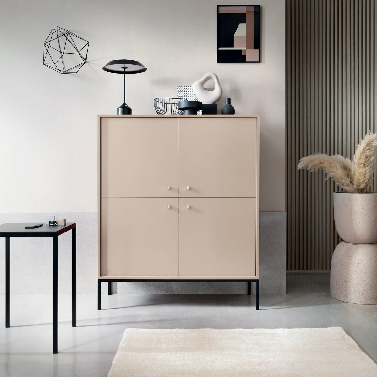 Kviat Sideboard 104x126, Vintage Style – Four Doors, Gold Handles, Metal Legs – photo 2
