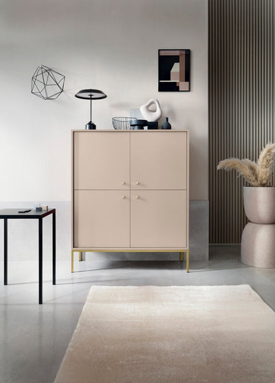 Kviat Sideboard 104x126, Vintage Style – Four Doors, Gold Handles, Metal Legs – photo 8