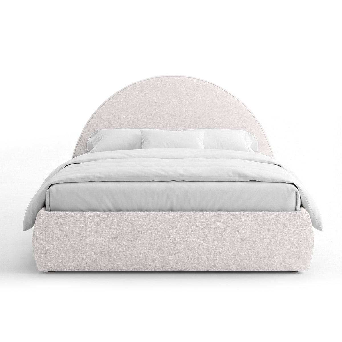 Orizo Upholstered Ottoman Bed with Storage and a Semicircular Headboard, Modern Style – Pearl Cloud (NOELLE 01)