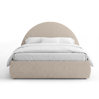 Orizo Upholstered Ottoman Bed with Storage and a Semicircular Headboard, Modern Style – Desert Powder (NOELLE 30)