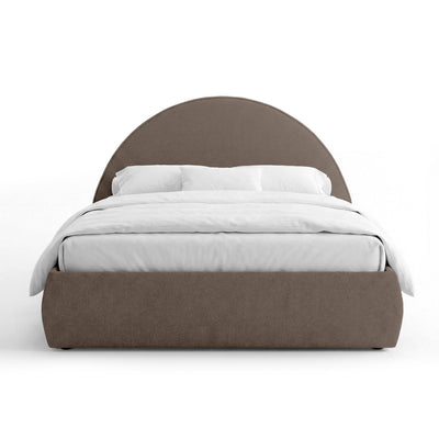 Orizo Upholstered Ottoman Bed with Storage and a Semicircular Headboard, Modern Style – Chocolate Dust (NOELLE 45)