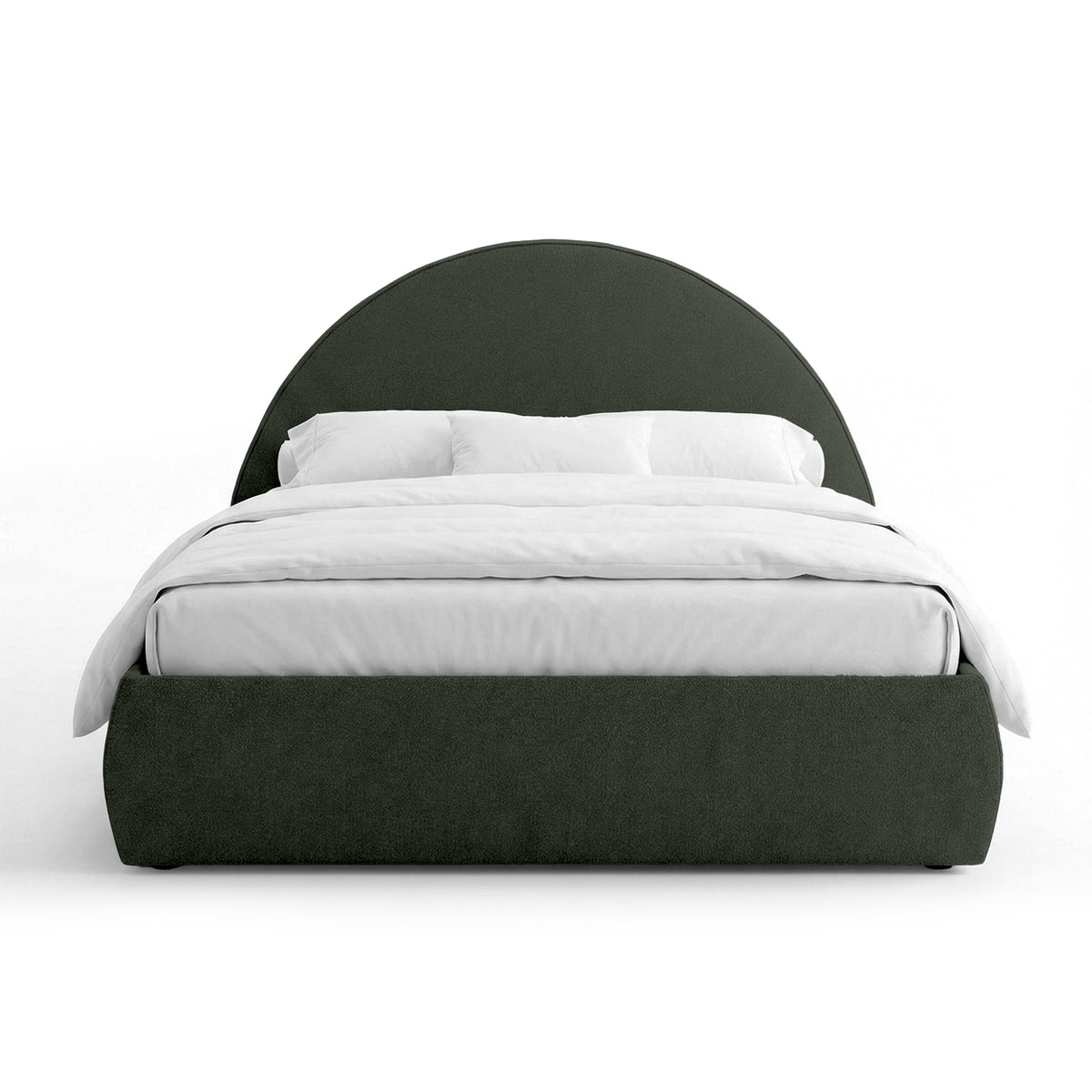 Orizo Upholstered Ottoman Bed with Storage and a Semicircular Headboard, Modern Style – Forest Ebony (NOELLE 77)