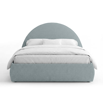 Orizo Upholstered Ottoman Bed with Storage and a Semicircular Headboard, Modern Style – Cool Opal (NOELLE 83)