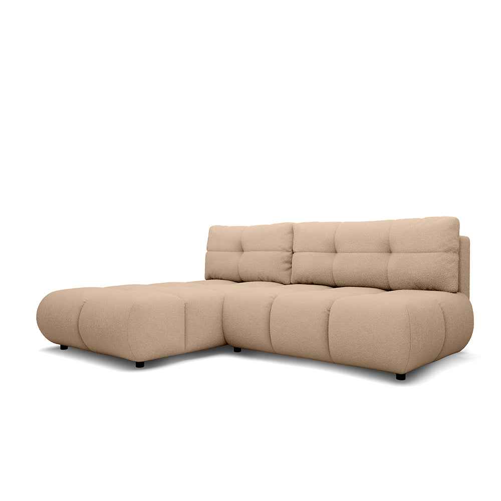Milorya Corner Sofa Bed DL 230 cm, Modern Style – Left-sided, Walnut Fluff (NOW OR NEVER 14)