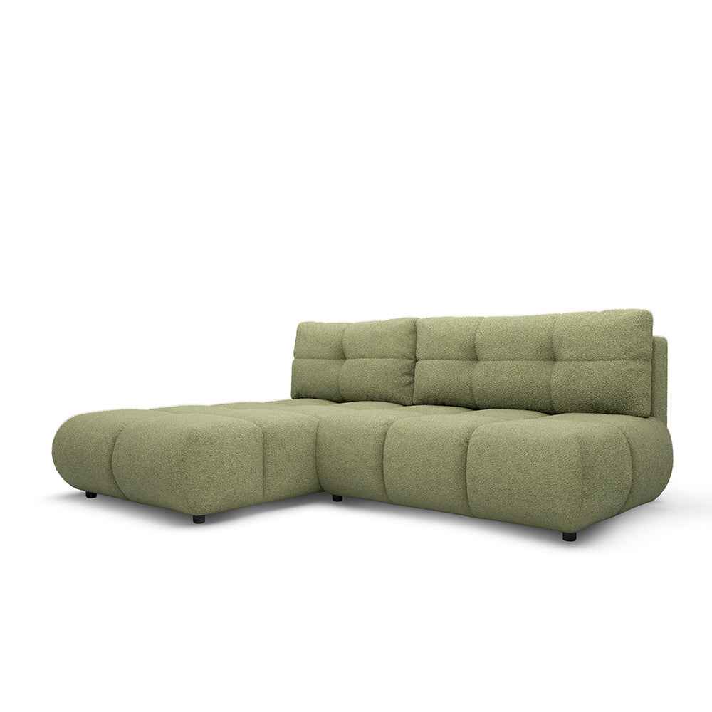 Milorya Corner Sofa Bed DL 230 cm, Modern Style – Left-sided, Olive Moss (NOW OR NEVER 38)