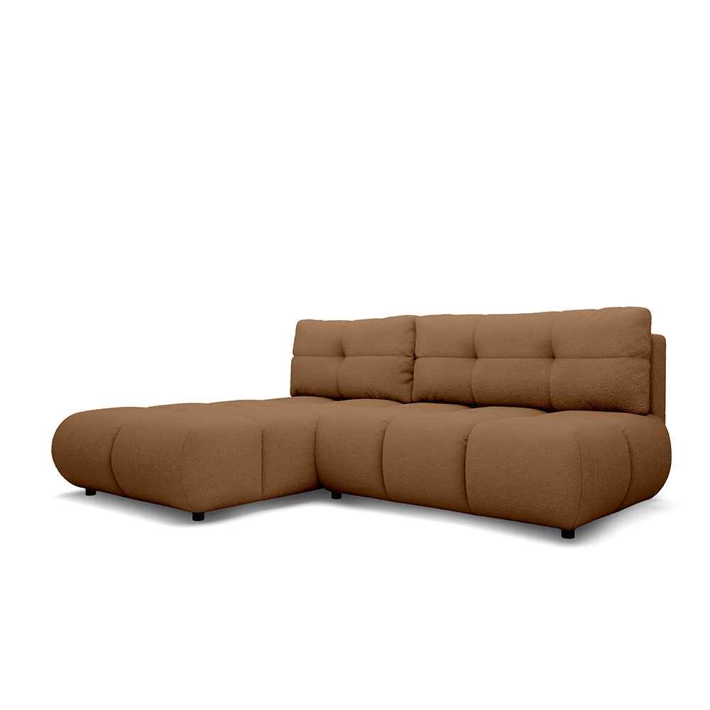 Milorya Corner Sofa Bed DL 230 cm, Modern Style – Left-sided, Caramel Terra (NOW OR NEVER 56)
