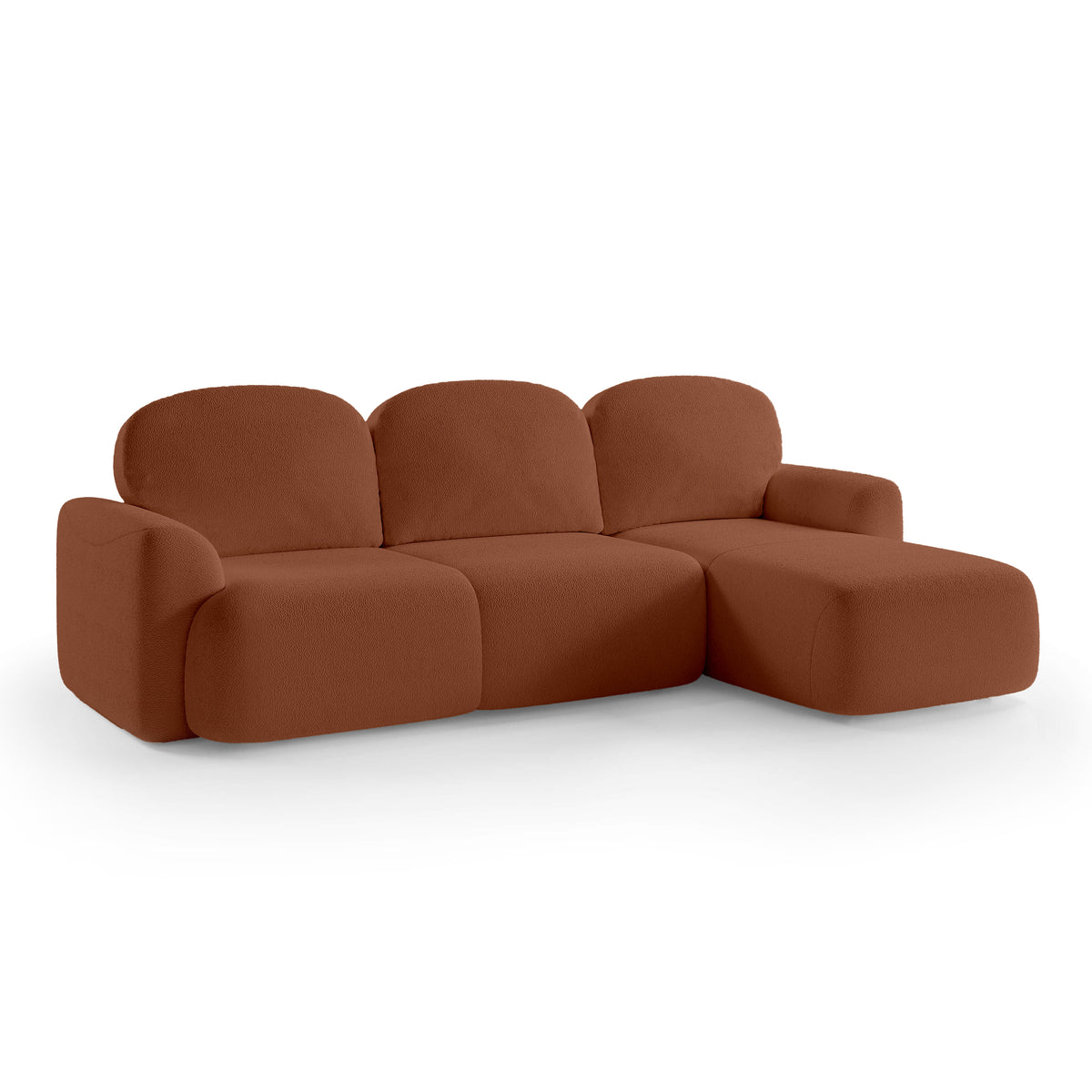 Bulu 3–4 Seater Corner Sofa Bed DL 260 cm, Modern Style – Right-Sided, Caramel Wood (PERFECT HARMONY 52)