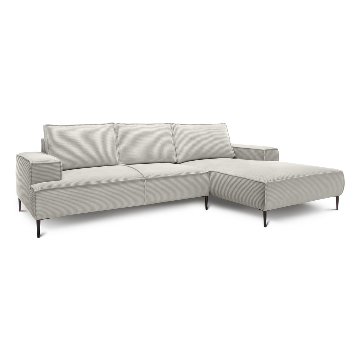 May 3 Seater Corner Sofa 275 cm, Modern Classic Style – Linen Cream (POSO 100), Right-handed