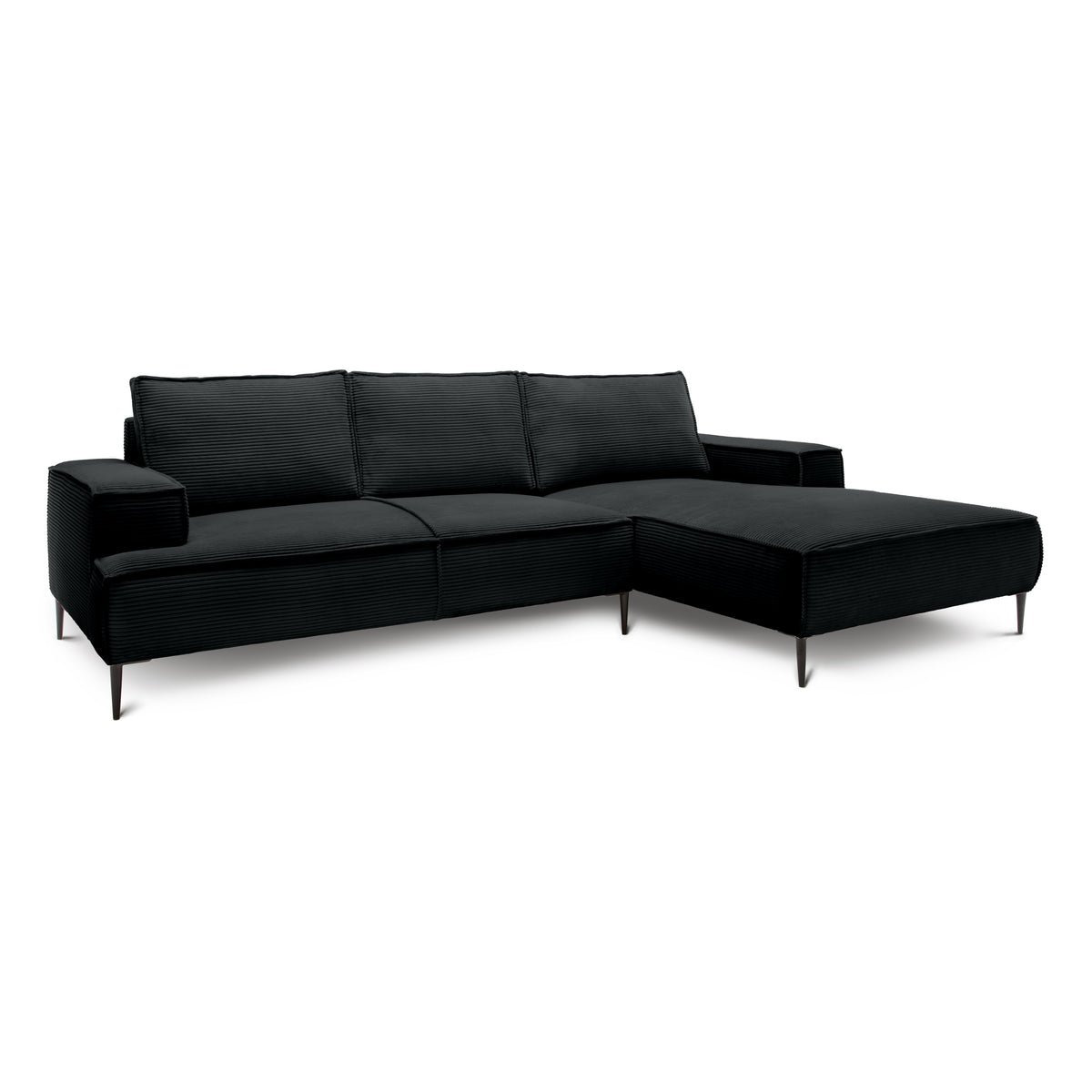 May 3 Seater Corner Sofa 275 cm, Modern Classic Style – Coal (POSO 135), Right-handed