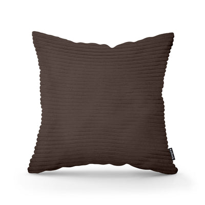 Wide Corduroy Decorative Cushion 45x45 cm, Scandinavian and Boho Style – Dark Walnut (POSO 06)