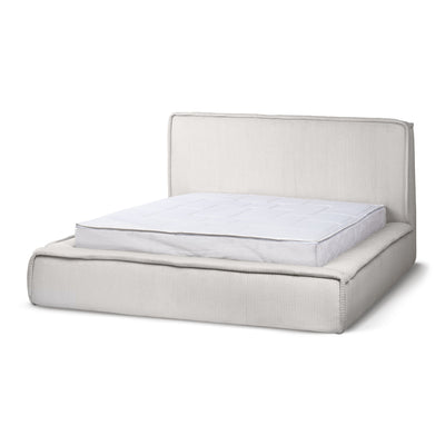 Gryby Upholstered Ottoman Bed with Storage, Classic Style – Linen Cream (POSO 100), 200