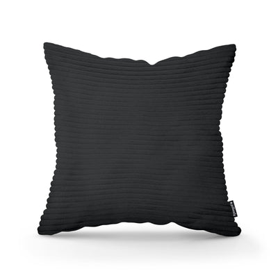 Wide Corduroy Decorative Cushion 45x45 cm, Scandinavian and Boho Style – Coal (POSO 135)