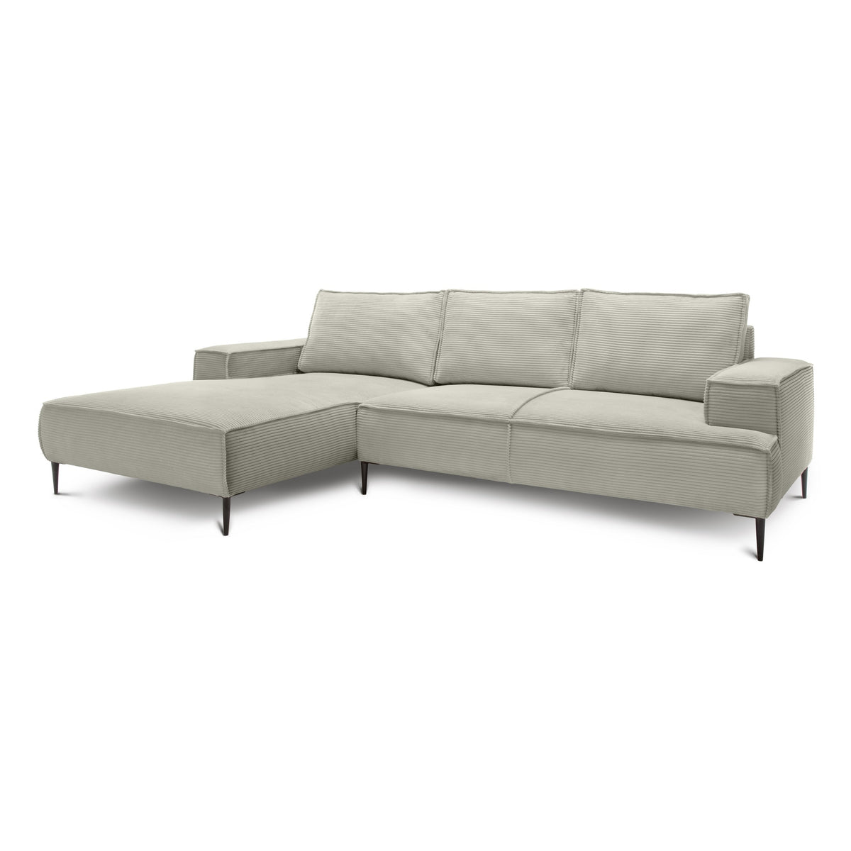 May 3 Seater Corner Sofa 275 cm, Modern Classic Style – Gray Linen (POSO 140), Left-hand-side