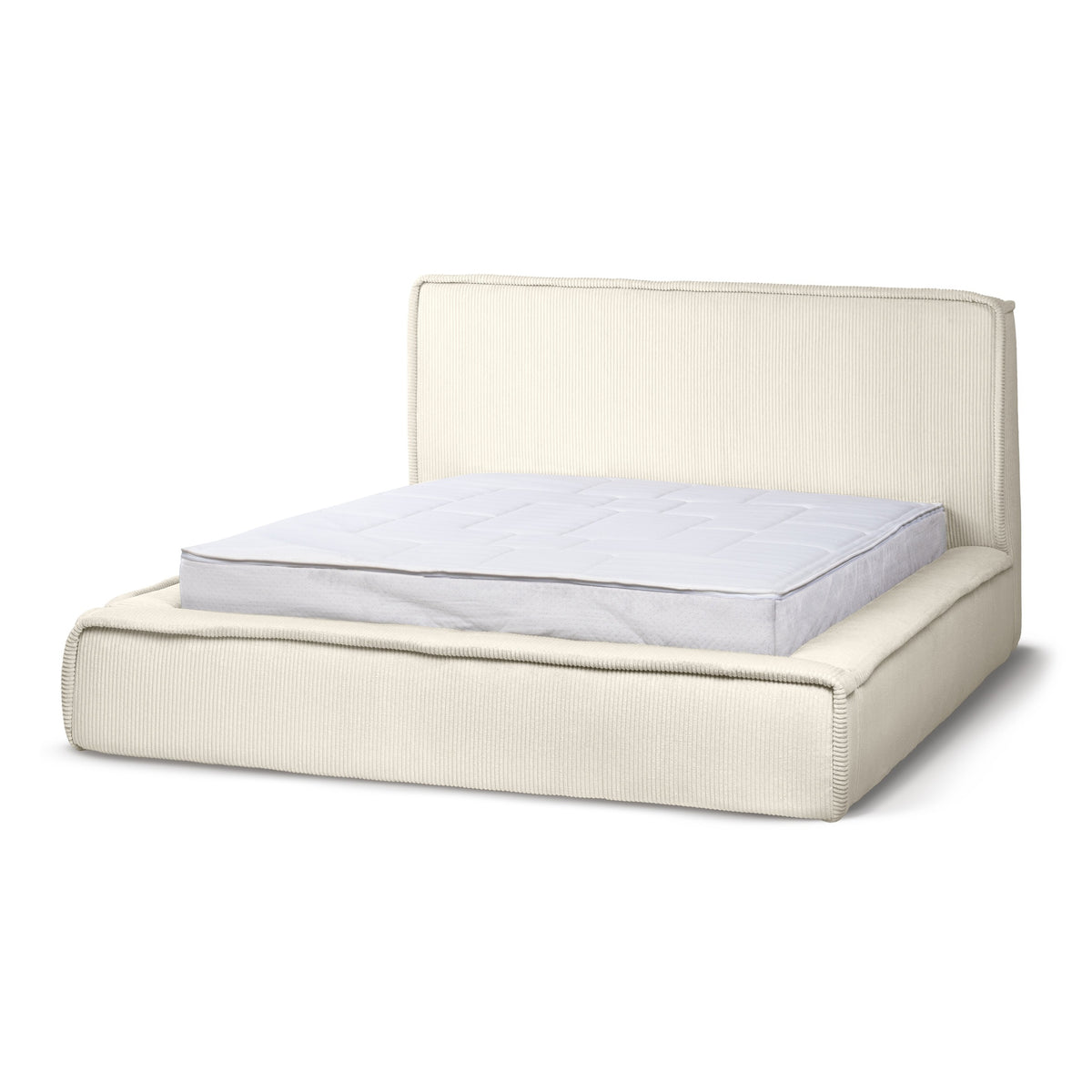 Gryby Upholstered Ottoman Bed with Storage, Classic Style – Porcelain Beige (POSO 38), 200