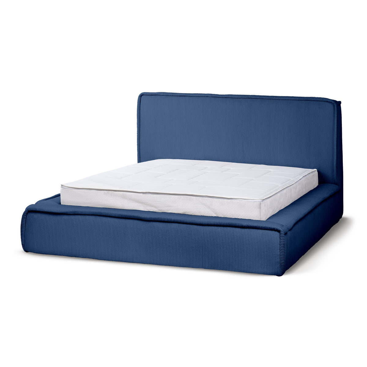 Gryby Upholstered Ottoman Bed with Storage, Classic Style – Navy Blue Graphite (POSO 05), 200