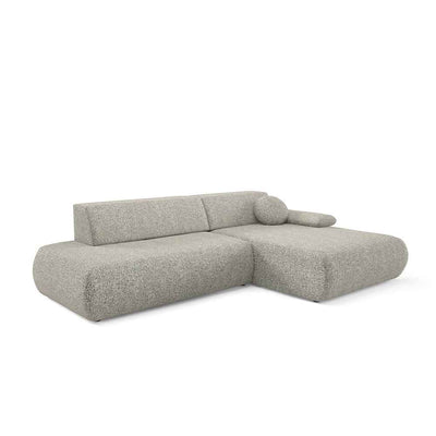 Narożnik 4-osobowy z funkcją spania w stylu minimalistycznym | Puentro Prawo Lniana Mgła (PUENTE 11)