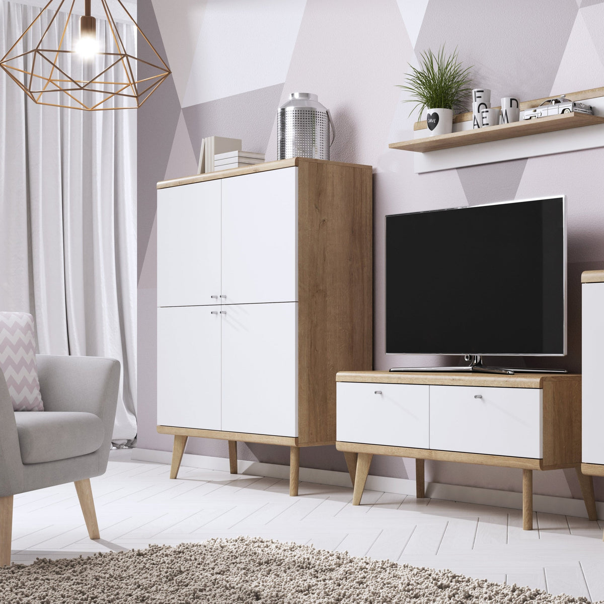 Komoda Lato 107x134 w stylu skandynawskim – w aranżacji wnętrza