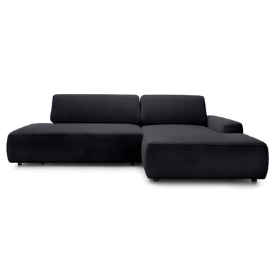 Bamby 4 Seater Corner Sofa Bed 125x210, Japandi Style – Right-hand, Deep Black (RAVEN 16)