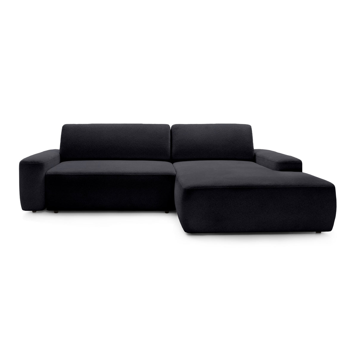Bamby 3 Seater Corner Sofa Bed 125x210, Modern Style – Right-hand, Deep Black (RAVEN 16)