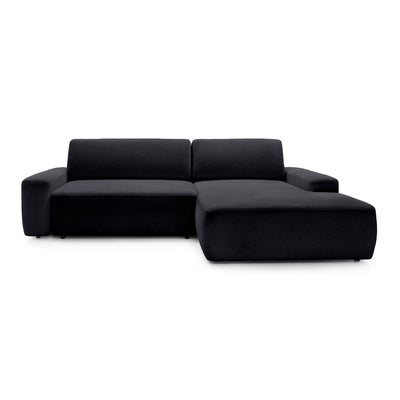 Bamby 3 Seater Corner Sofa Bed 125x210, Modern Style – Right-hand, Deep Black (RAVEN 16)