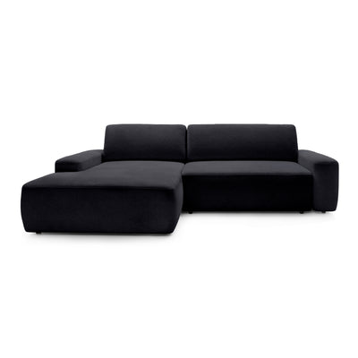 Bamby 3 Seater Corner Sofa Bed 125x210, Modern Style – Left-hand, Deep Black (RAVEN 16)