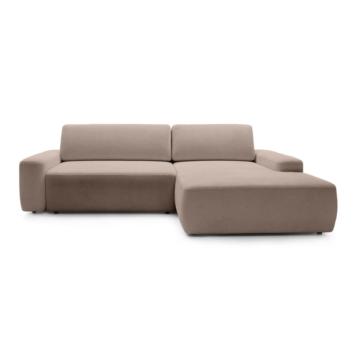 Bamby 3 Seater Corner Sofa Bed 125x210, Modern Style – Right-hand, Caramel Beige (RAVEN 34)