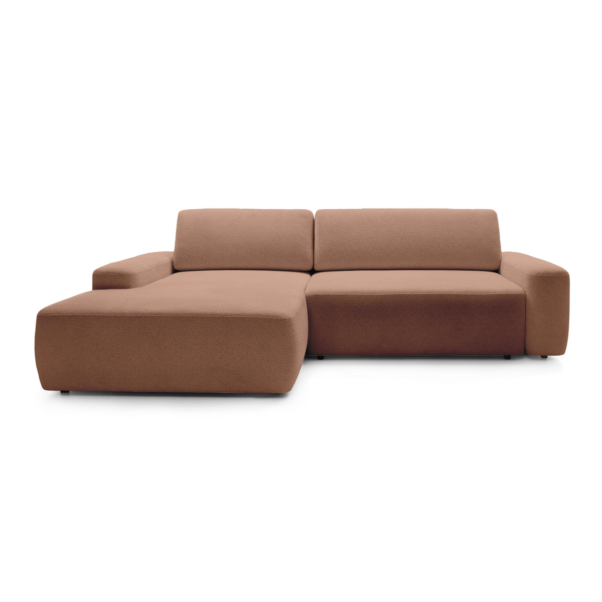 Bamby 3 Seater Corner Sofa Bed 125x210, Modern Style – Left-hand, Cinnamon Brown (RAVEN 38)