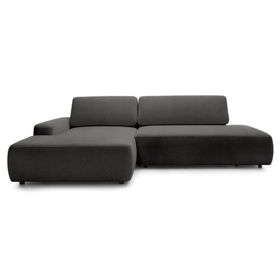 Bamby 4 Seater Corner Sofa Bed 125x210, Japandi Style – Left-hand, Black Velvet (RAVEN 07)
