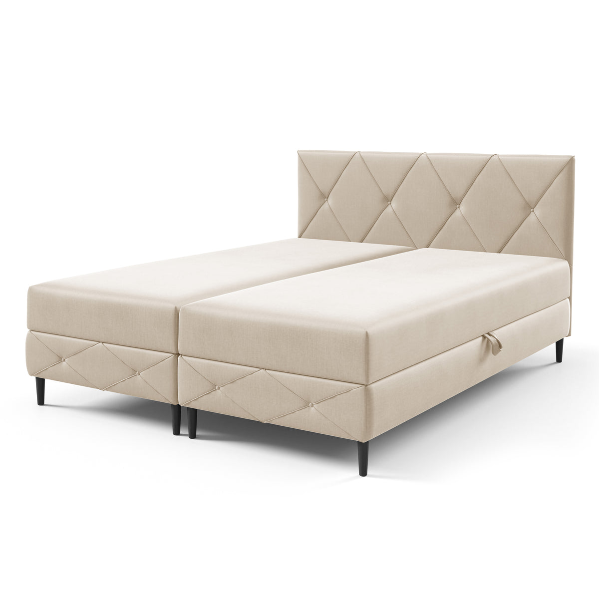 Wianec Continental Divan Bed with Storage, Classic Style – Almond Cream (ROUGE 01), 200