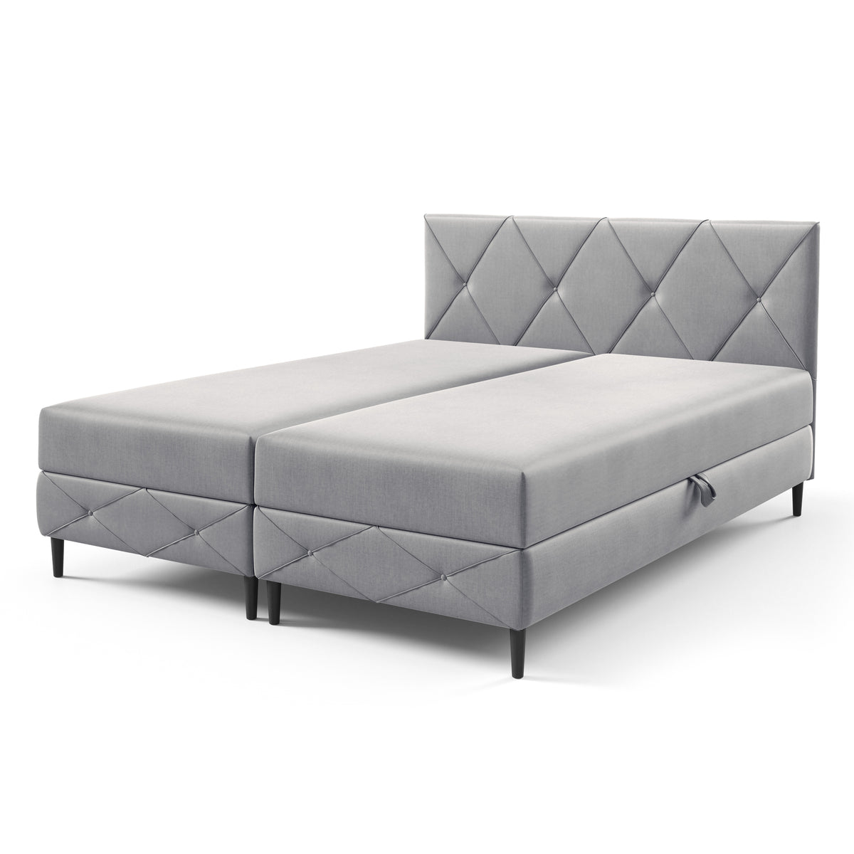 Wianec Continental Divan Bed with Storage, Classic Style – Platinum Gray (ROUGE 14), 200