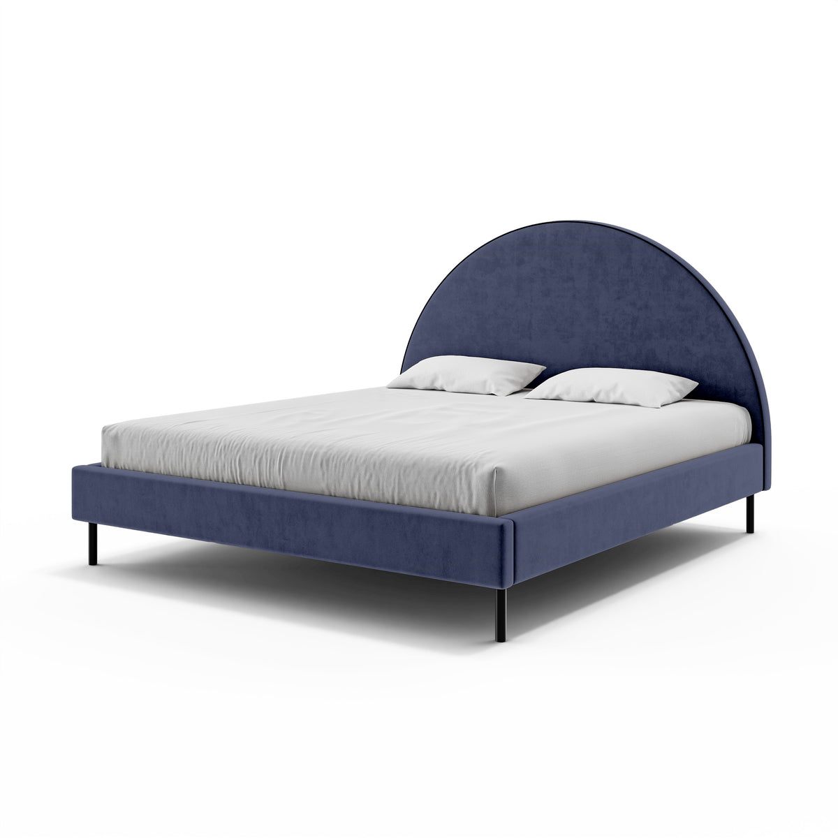 Łóżko tapicerowane Zora z półokrągłym zagłówkiem i pojemnikiem w stylu soft modern w tkaninie SALVADOR – zdjęcie 10